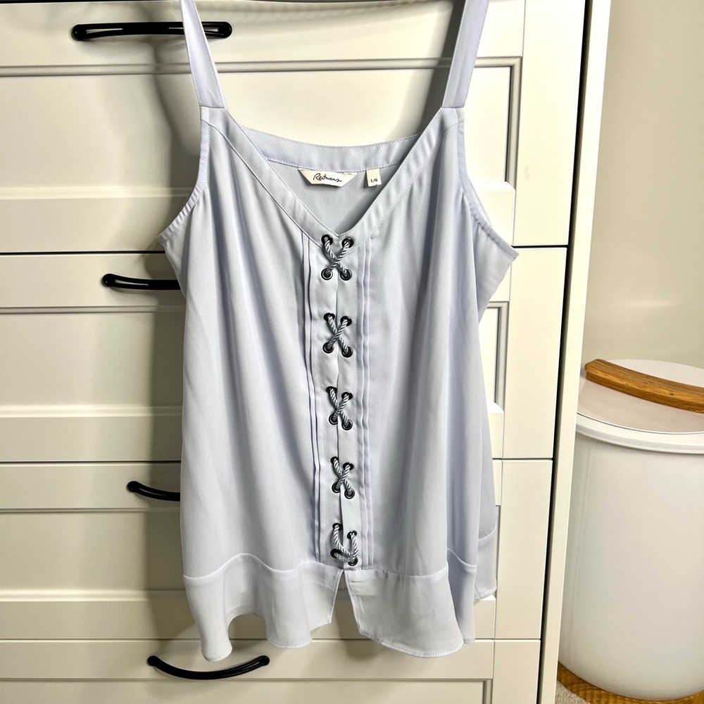 Reitmans pastel blue cross patterned tank top